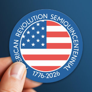 Sticker Rond Drapeau du Semiquincentenaire de l'Amérique 1776-2