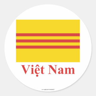 Sticker Rond Drapeau du sud du Vietnam avec nom en vietnamien