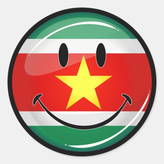 Sticker Rond Drapeau du Suriname | Visage souriant (Devant)