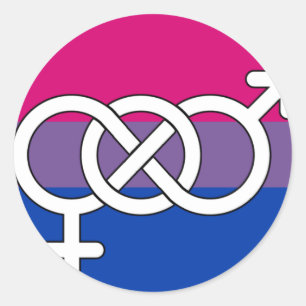 Sticker Rond Drapeau du symbole de la fierté bisexuelle