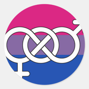Sticker Rond Drapeau du symbole de la fierté bisexuelle