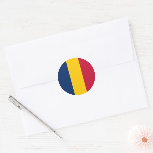 Sticker Rond Drapeau du Tchad (Enveloppe)