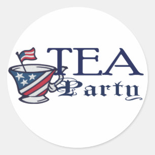 Sticker Rond Drapeau du Tea Party Parodie politique