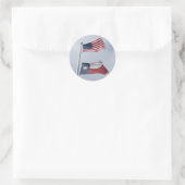 Sticker Rond Drapeau du Texas et des États-Unis (Sac)