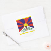 Sticker Rond Drapeau du Tibet (Enveloppe)