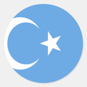 Sticker Rond Drapeau du Turkestan oriental Ouyghur