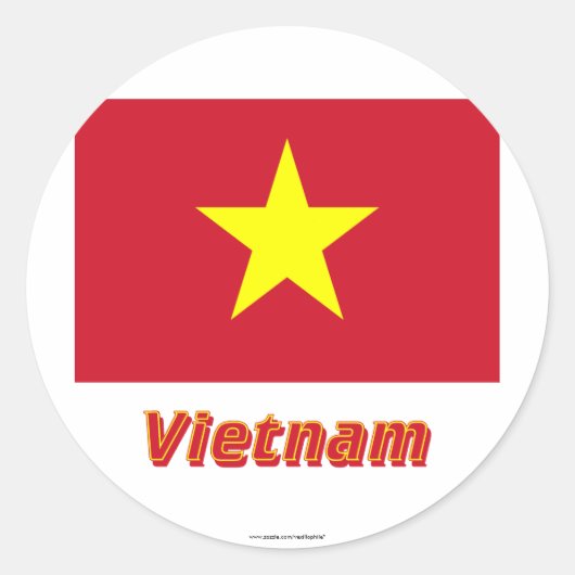 Sticker Rond Drapeau du Vietnam avec nom (Devant)