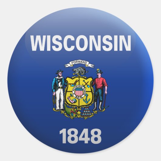 Sticker Rond Drapeau du Wisconsin (Devant)