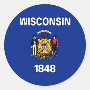 Sticker Rond Drapeau du Wisconsin
