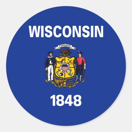 Sticker Rond Drapeau du Wisconsin (Devant)