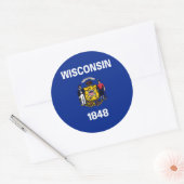 Sticker Rond Drapeau du Wisconsin (Enveloppe)
