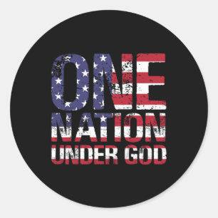 Sticker Rond Drapeau d'une nation sous Dieu 4 juillet Fête patr