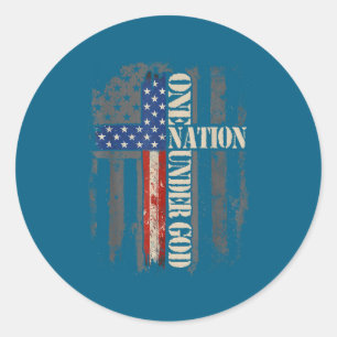 Sticker Rond Drapeau d'une nation sous Dieu 4 juillet Patriotiq