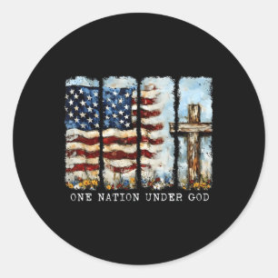 Sticker Rond Drapeau d'une nation sous Dieu 4 juillet patriotiq