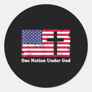 Sticker Rond Drapeau d'une nation sous Dieu 4 juillet patriotiq