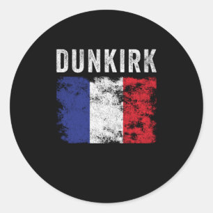 Sticker Rond Drapeau Dunkerque France Souvenir français