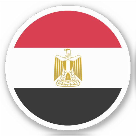 Sticker rond drapeau égyptien (Devant)