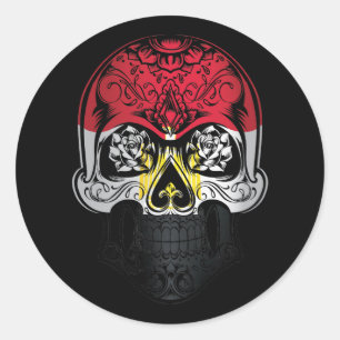 Sticker Rond Drapeau Égyptien Et Rose