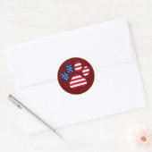 Sticker Rond Drapeau Empreinte de patte américain de chien USA  (Enveloppe)