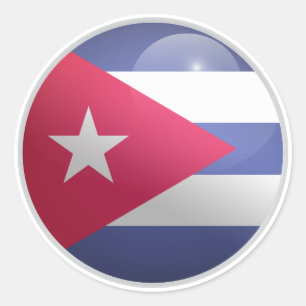Sticker Rond Drapeau en cercle glacé de Cuba