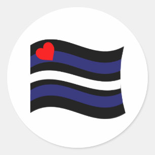 STICKER ROND DRAPEAU EN CUIR QUI FLOTTE