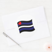 STICKER ROND DRAPEAU EN CUIR QUI FLOTTE (Enveloppe)