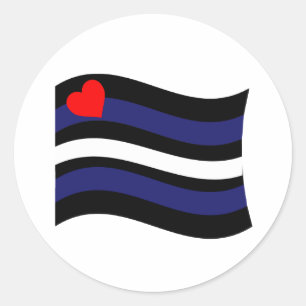 STICKER ROND DRAPEAU EN CUIR QUI FLOTTE