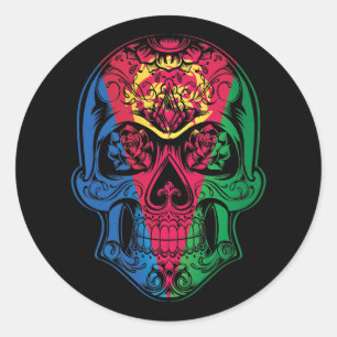 Sticker Rond Drapeau Erythrée Et Rose