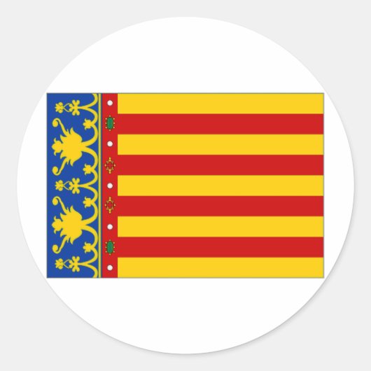 Sticker Rond Drapeau Espagne Valencia (Devant)