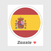 Sticker rond drapeau espagnol (Feuille)