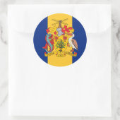 Sticker Rond Drapeau et armoiries de la Barbade (Sac)