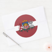 Sticker Rond Drapeau et armoiries de Lettonie (Enveloppe)