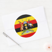 Sticker Rond Drapeau et armoiries de l'Ouganda (Enveloppe)