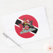 Sticker Rond Drapeau et armoiries de Trinité-et-Tobago (Enveloppe)