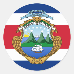 Sticker Rond Drapeau et armoiries du Costa Rica, Drapeau du Cos