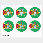 Sticker Rond Drapeau et armoiries du Guyana (Feuille)