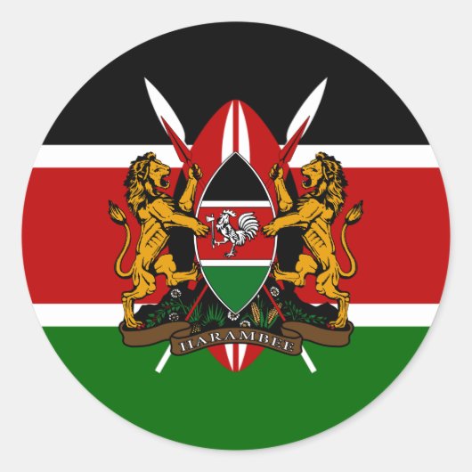 Sticker Rond Drapeau et armoiries du Kenya (Devant)