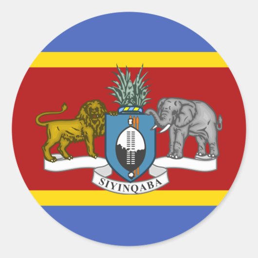 Sticker Rond Drapeau et armoiries du Swaziland, Drapeau d'Eswat (Devant)