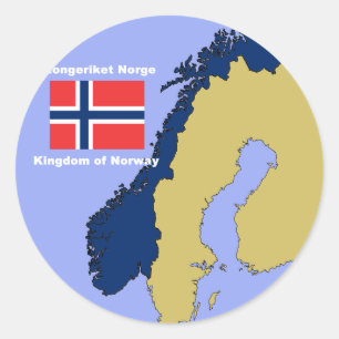 Sticker Rond Drapeau et carte de la Norvège