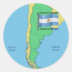 Sticker Rond Drapeau et carte de l'Argentine