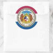 Sticker Rond Drapeau et Emblème de Missourian, Drapeau du Misso (Sac)