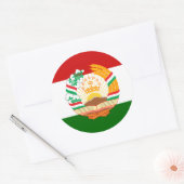 Sticker Rond Drapeau et emblème du Tadjikistan, Drapeau du Tadj (Enveloppe)