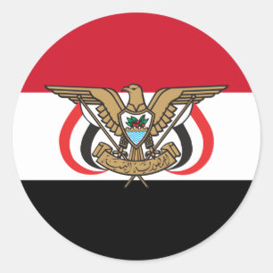 Sticker Rond Drapeau et emblème du Yémen, Drapeau du Yémen