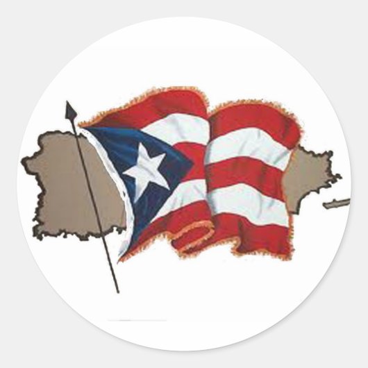 Sticker Rond Drapeau et île de Porto Rico (Devant)