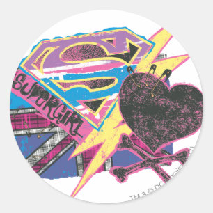 Sticker Rond Drapeau et os croisés de Supergirl