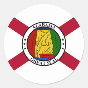 Sticker Rond Drapeau et phoque de l'Alabama