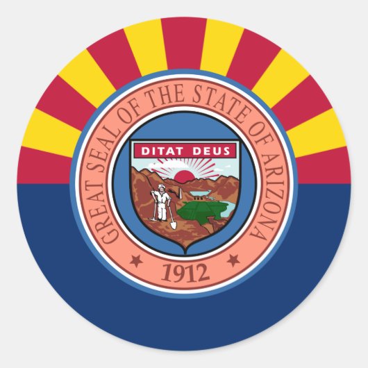 Sticker Rond Drapeau et sceau de l'Arizona, Drapeau de l'Arizon (Devant)