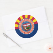 Sticker Rond Drapeau et sceau de l'Arizona, Drapeau de l'Arizon (Enveloppe)