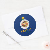 Sticker Rond Drapeau et sceau du Kansan, Drapeau du Kansas (Enveloppe)