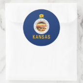 Sticker Rond Drapeau et sceau du Kansan, Drapeau du Kansas (Sac)